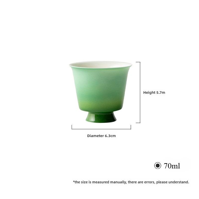 Waking Spring Collection Jade Green Series Gradual Change Hand-painted Ceramic Tea Set Collection Cover Bowl Teapot Teacup