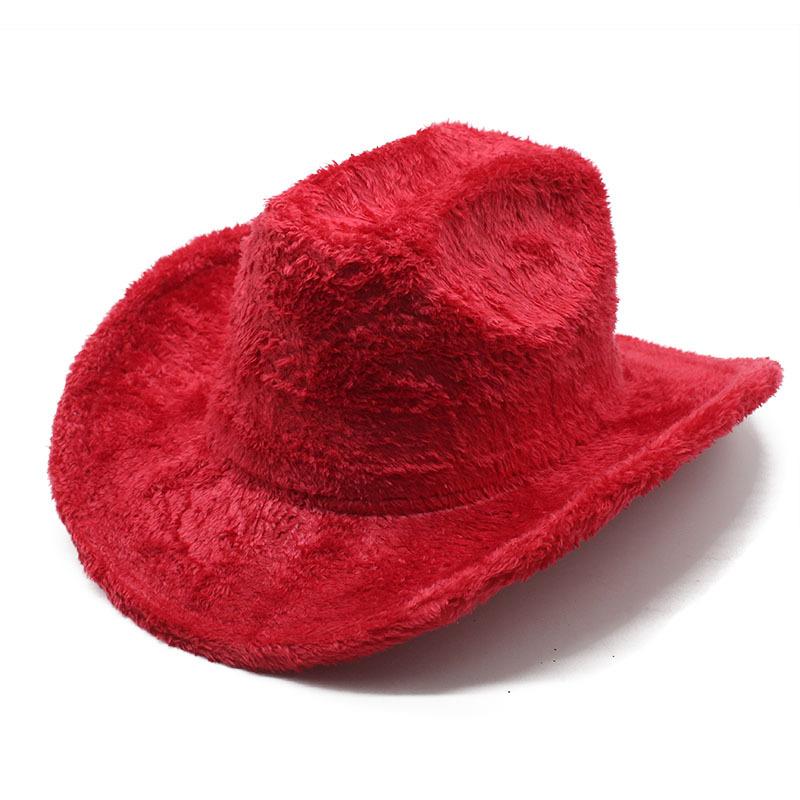 Imitation Rabbit Fur Western Cowboy Hat Woolen Hat Men'S And Women'S Top Hats Big Brim Shading Felt Hat