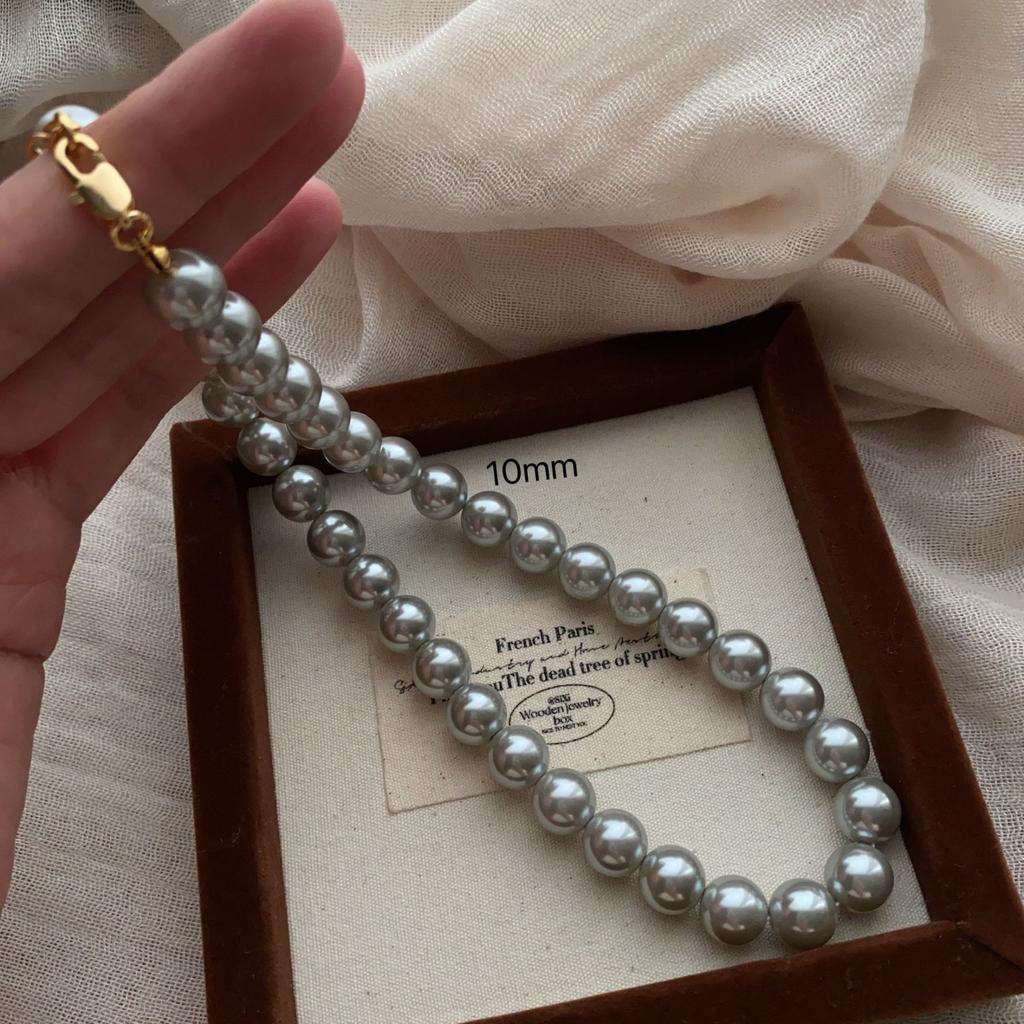 Versatile Necklace, Super Bright Pearl Neck Chain, French Unique Retro Mini Summer Light Luxury Niche