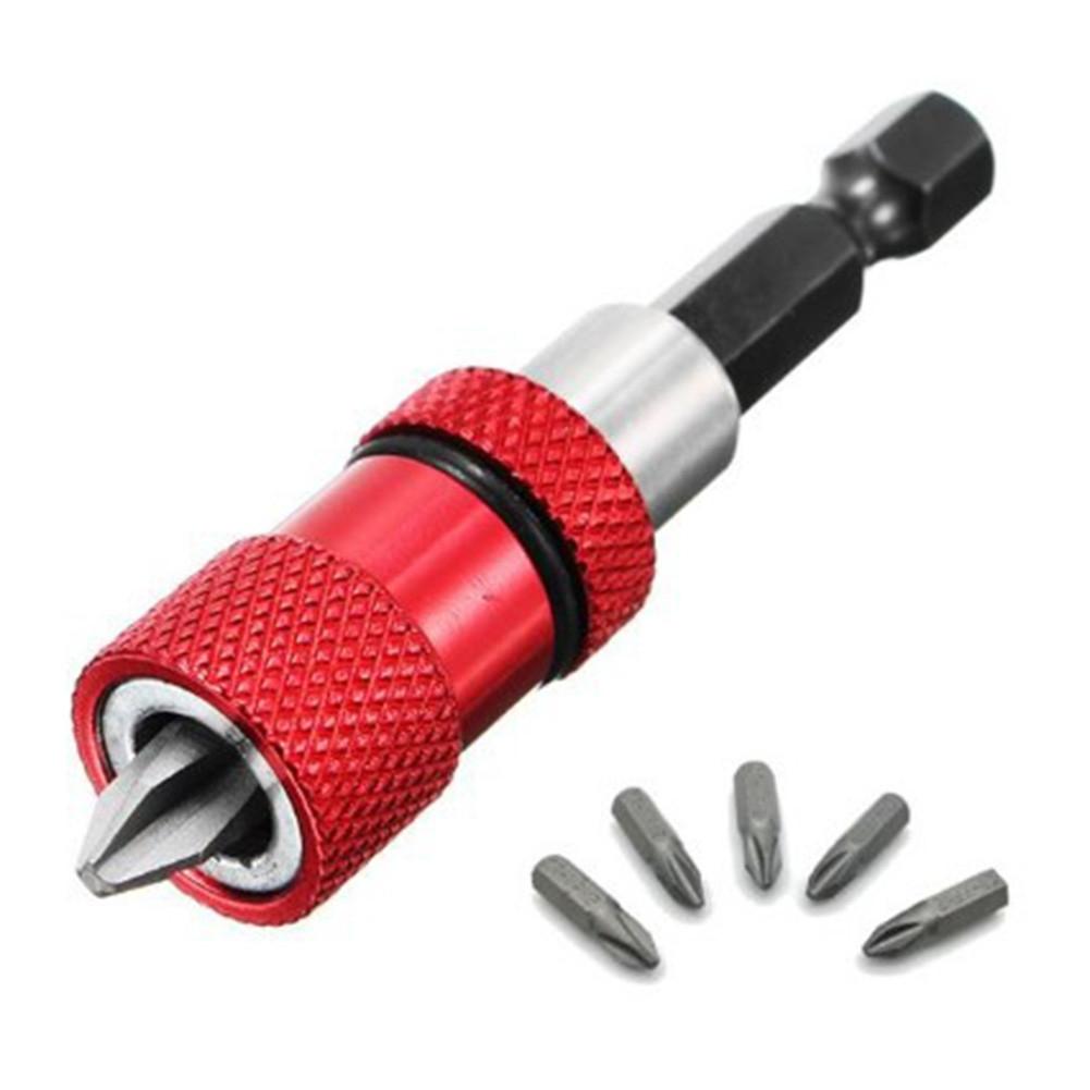 Red/Blue/Silver Hex Shank Magnetic Holder + 5pcs Drill Screwdriver Bits