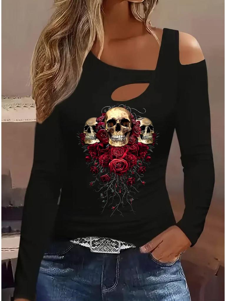 Fashion Painting Blouses Long Sleeved T Shirts Casual Skirt Tops