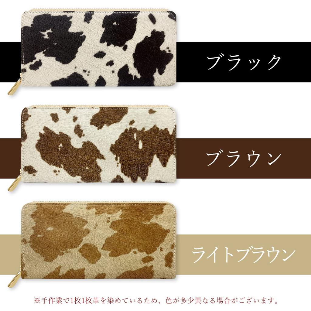 Long Harako Genuine Round Round Card Long Coin Animal Cow Harako Style for Black [leo&aoi] Wallet, Style, Leather, Leather, Zipper, Wallet, Storage,