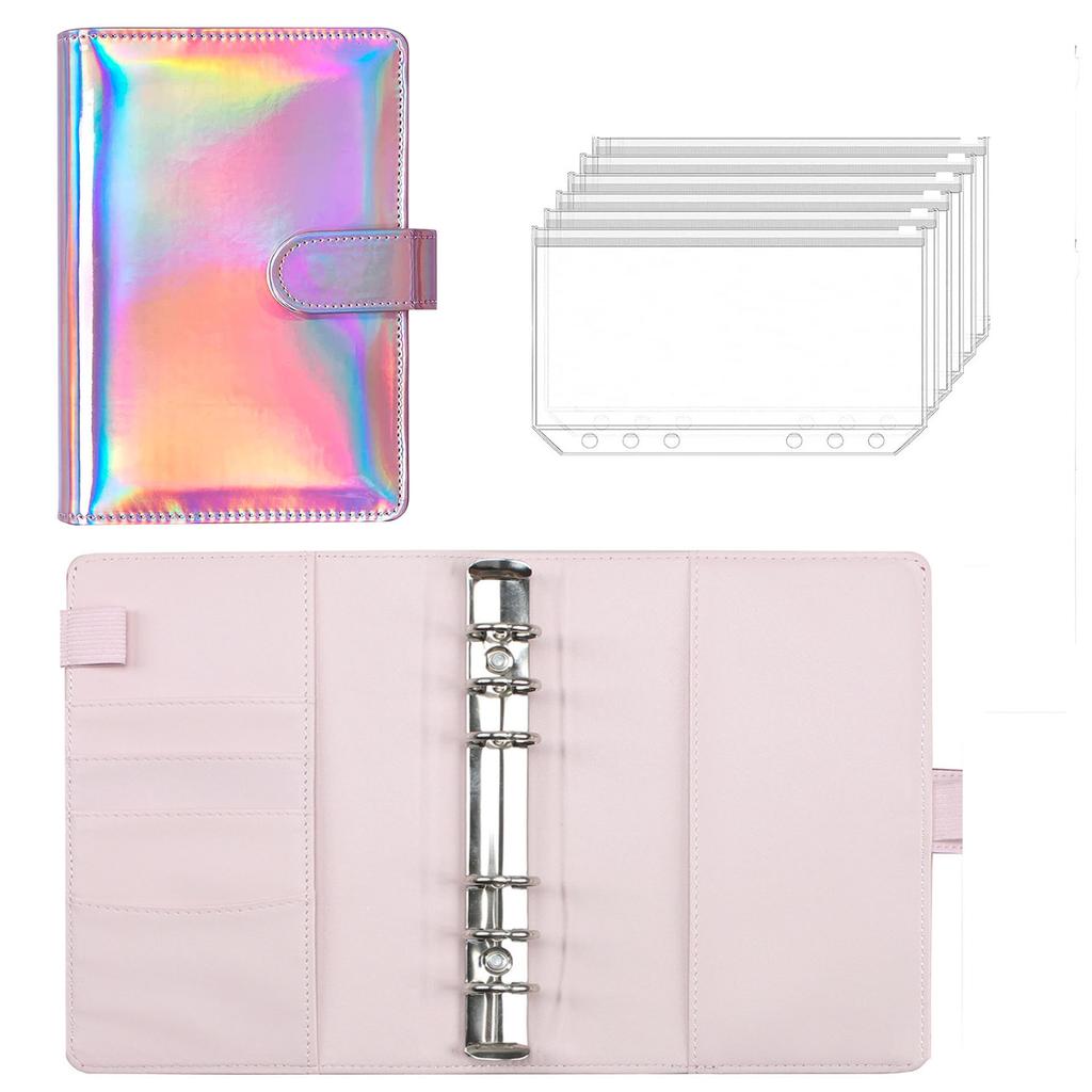 2023 Laser Budget Binder Zipper Envelopes Organizer Cash Envelopes for Budgeting Saving Money A6 Planner 6 Pockets Accessories