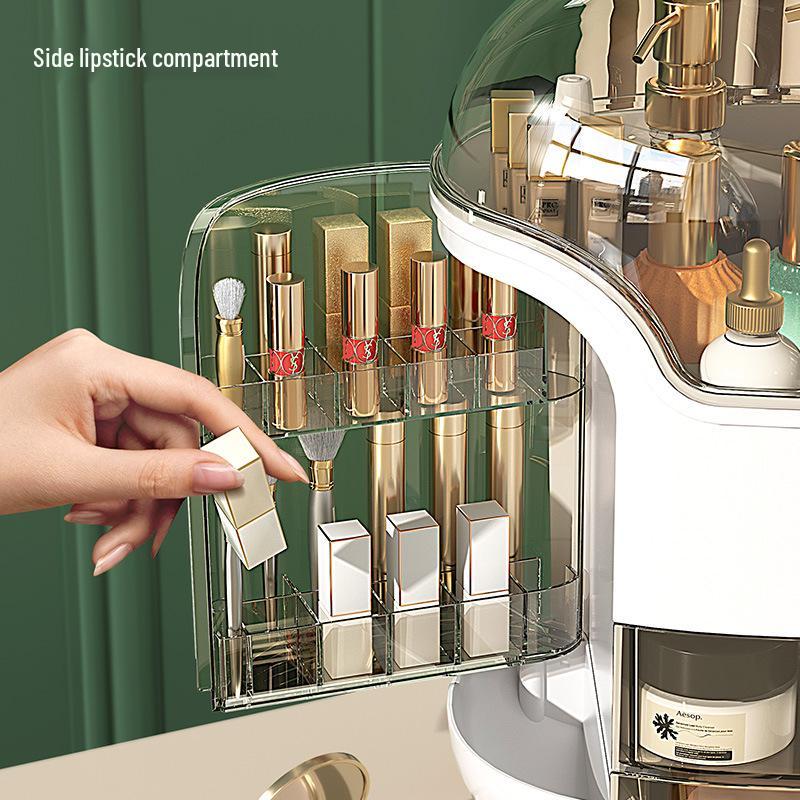Elegant Dustproof Cosmetic Organizer – High-Capacity Skincare Storage with Light Luxury Design