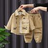 Conjuntos de 2 Piezas para Niños Moda Estilo Coreano Infantil Pana Chaquetas de Manga Larga para Niños y Pantalones Jogger Casuales Holgados Primavera Otoño