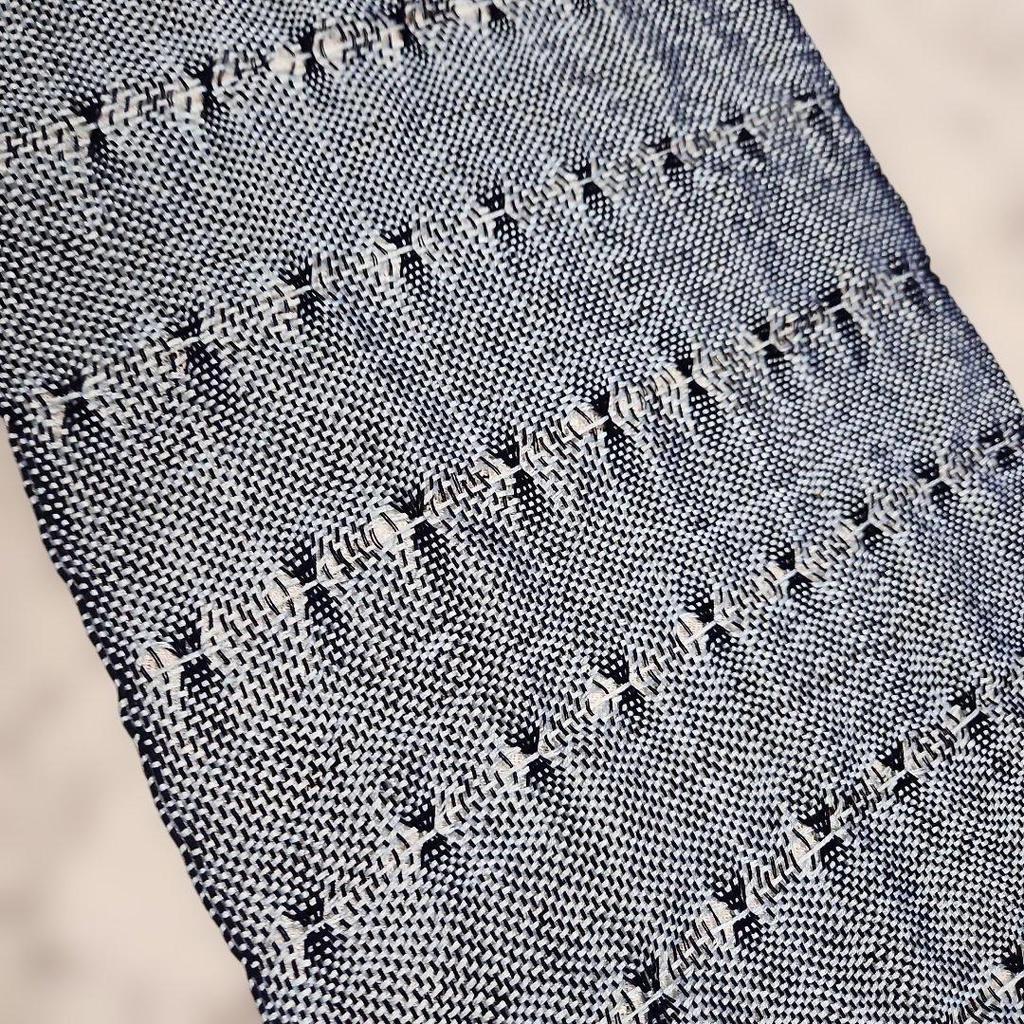 Used New, hand-woven indigo-dyed stole, silk and cotton lace weave