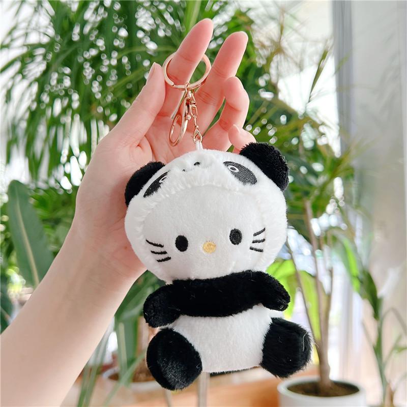 Cute Panda Plush Keychain Doll Cartoon Stuffed Animal Pendant Bag Charm Accessory