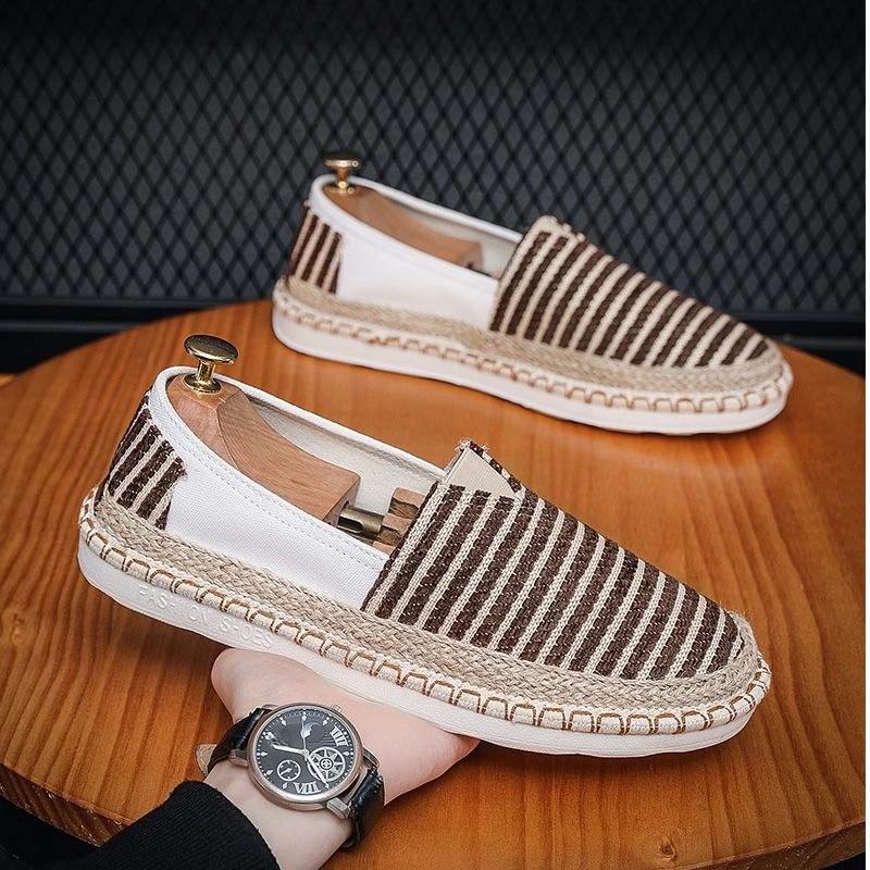 

Fashion Beige Male Shoe Stripe Slip-on Fashion 2025 Work Deals Low Price Sneakers Size 44 Designer Luxury Common Sale Men s Casual Shoes 44