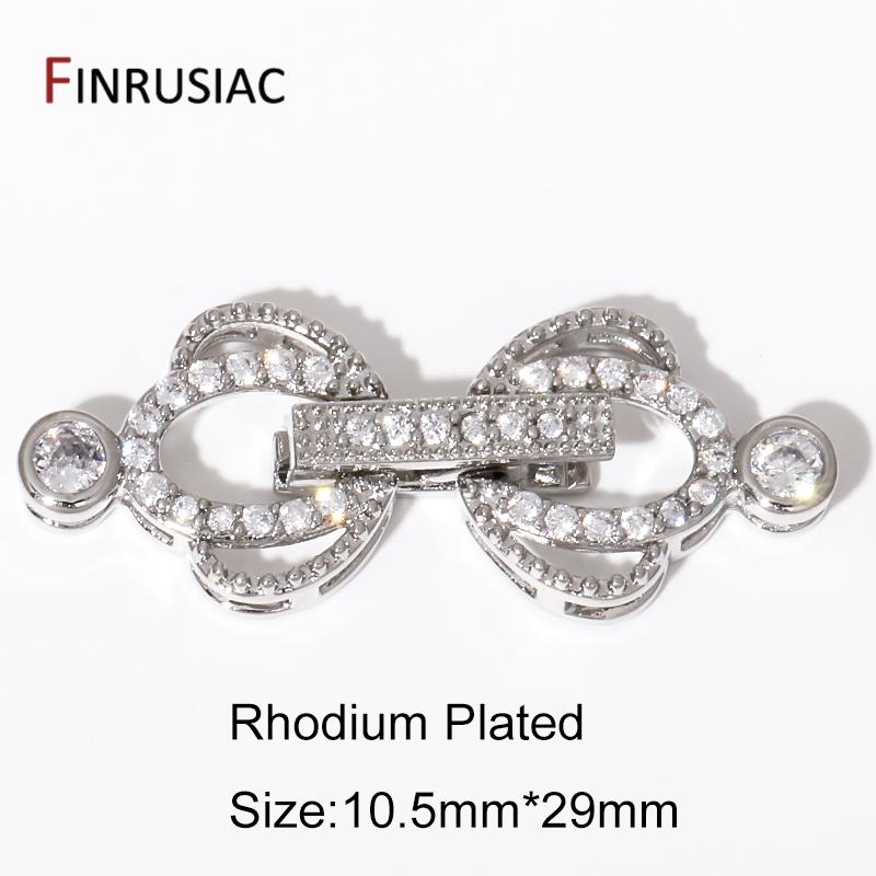 

18K Gold Plated Brass Pearl Clasps Connector Fasteners,Inlaid Zircon Closure Lock Clasps For DIY Jewelry Making Supplies 1 piece