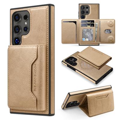 Suitable for Samsung S24Ultra Phone Case, Magnetic Card Holder, Bracket, Leather Case, Card Insertion, 2-in-1 S23 Protective Case, S22