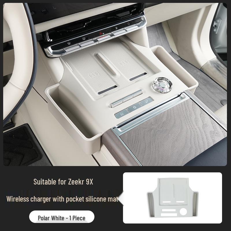 Silicone Cup Holder Protective Pad with Wireless Charge for Zeekr 9X