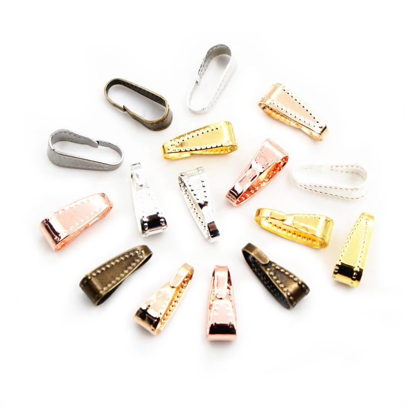 100pcs 11*4mm Bronze Gold Silver Plated Pendant Necklace Buckle Clasp Connectors For DIY Jewelry Making Findings Accessories 