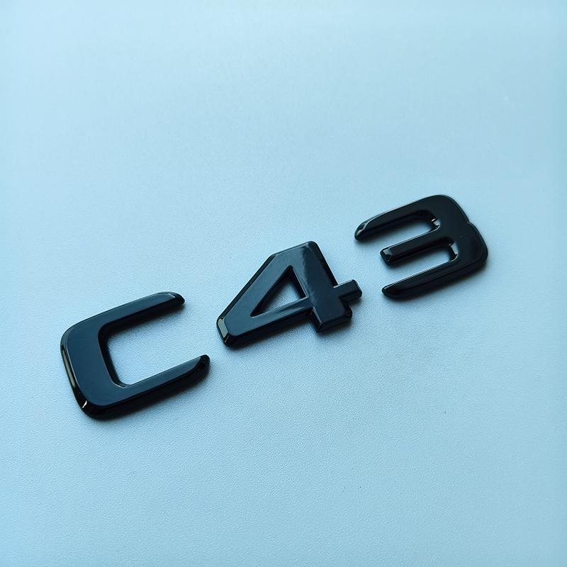 Flat Letters V8 Biturbo 4matic+ Car Emblem for Mercedes Benz AMG C43 C63 C63S W204 W205 C205 S205 W206 Fender Rear Star Sticker STUVW1