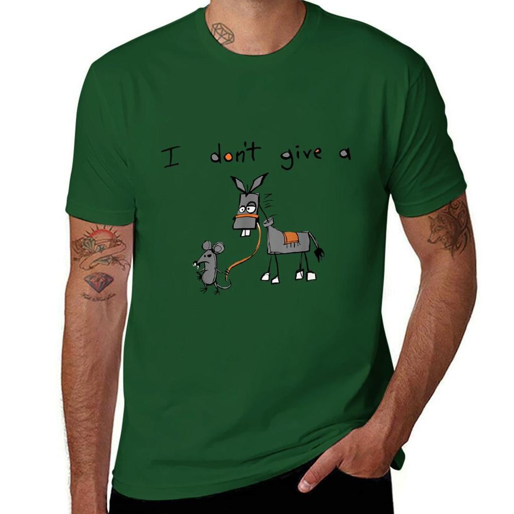 Funny Mouse Walking A Donkey I Dont Give Rats Ass Tshirt Summer Clothes Oversizeds Quickdrying Workout Shirts For Unisex