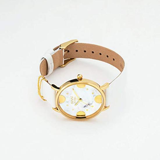 white waterproof popular brand NUWL CROCE DOT STONEWHITE Women's marble-patterned watch, 33mm, gold,