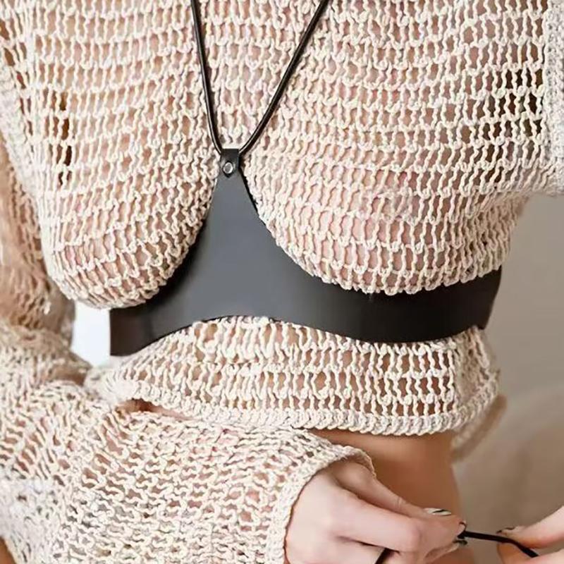 Women'S Y2K Strappy Belt Adjustable Black Bra Harness For Daily Outfits & Party