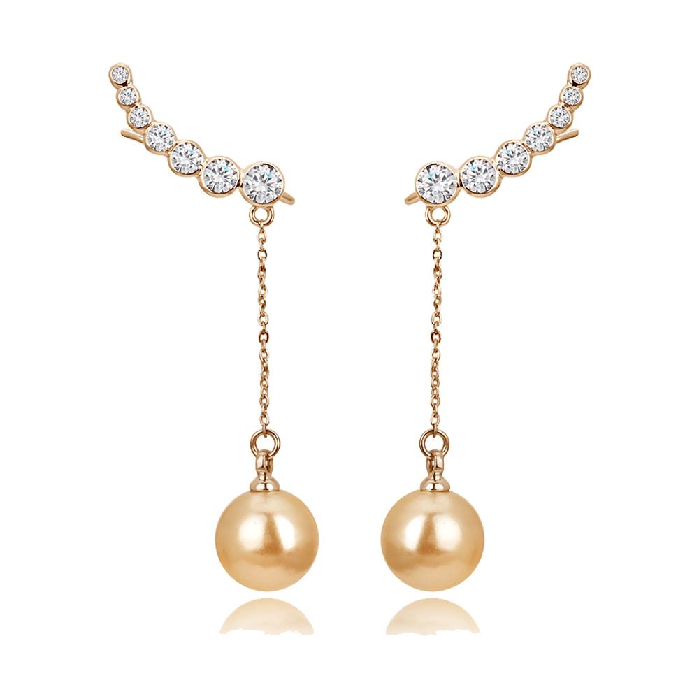 

ZHOUYANG Top Quality Aesthetic Dangle Earrings For Women Cubic Zirconia Imitation Pearl Rose Gold Color Ear Hook Jewelry E460