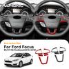 Real Soft Carbon Fiber For Ford Focus SE Ecoboost 2015 2016 2017 2018 Car Steering Wheel Button Frame LHD RHD Sticker