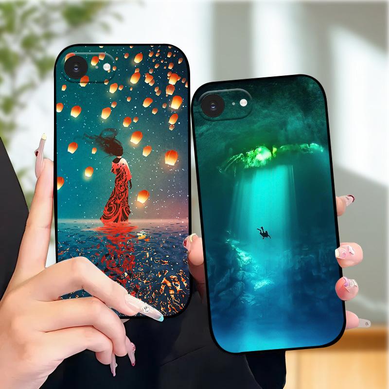 Case For iPhone SE4 Fashion Color Painted Soft Silicone Phone Coque Cover For Apple iPhone 16e 5G A3409 A3408 Shockproof Cases