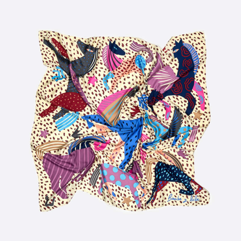 BIMBA Y LOLA Garnet Horse Mini Splogi Print Scarf B256AIF004MUF