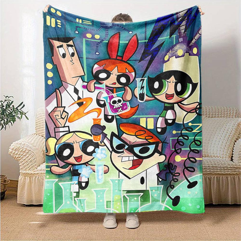 Powerpuff Girls Adventure Flannel Blanket Super Soft Warm Cozy Blanket For Sofa Bed Office Travel Allseason Home Decor Gift