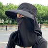Summer Outdoor Travel Sunshade Sun Hat Detachable Cape Mask Sun Hat Women Ponytail Large Brim Beach Hats