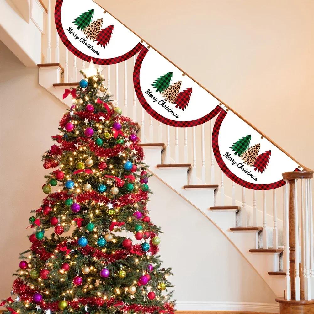 Christmas Outdoor Fan-Shaped Flag Banner Christmas Decor For Home 2026 Christmas Drop Ornament Xmas Navidad Gift New Year