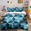 3Pcs Blue Geometric Pattern Texture Duvet Cover Set With 3D Printing Design Soft Polyester Bedding Set All-Season Comfort