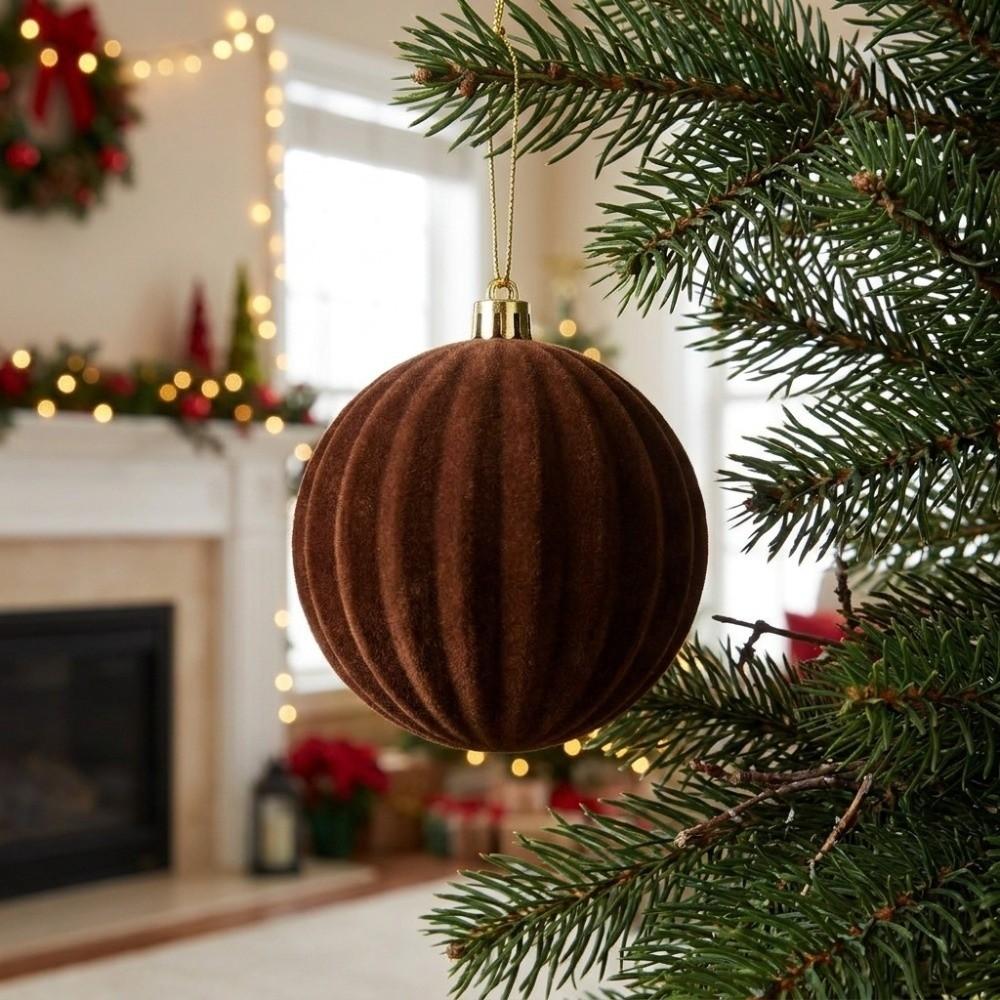 12pcs/set Flocked Christmas Hanging Balls 6cm Xmas Tree Ornaments  Holiday Festival Decor