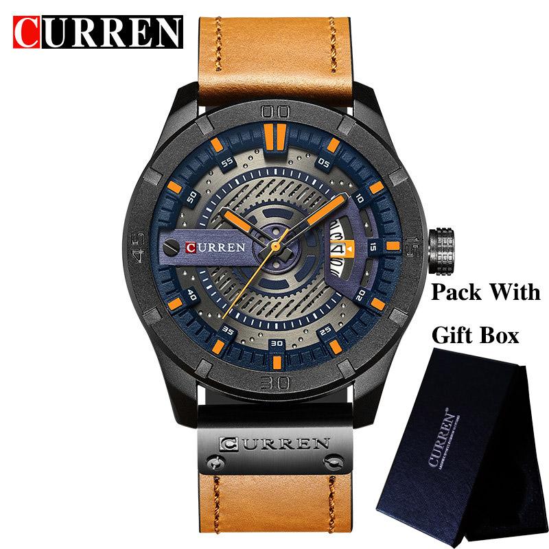 Relogio Masculino CURREN Watch Men Waterproof Calendar Sport Military Male Clock Top Brand Luxury 3D Dial Man Wristwatch 8301