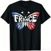 France Butterfly - French Flag Colors Souvenir T-Shirt Unisex Streetwear Tops Cotton S Camiset