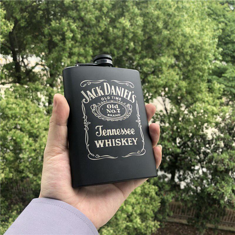8oz 304 Stainless Steel Whisky Bottle Vodkal Hip Flask Black Body Alcohol Liquor Pocket Flagon