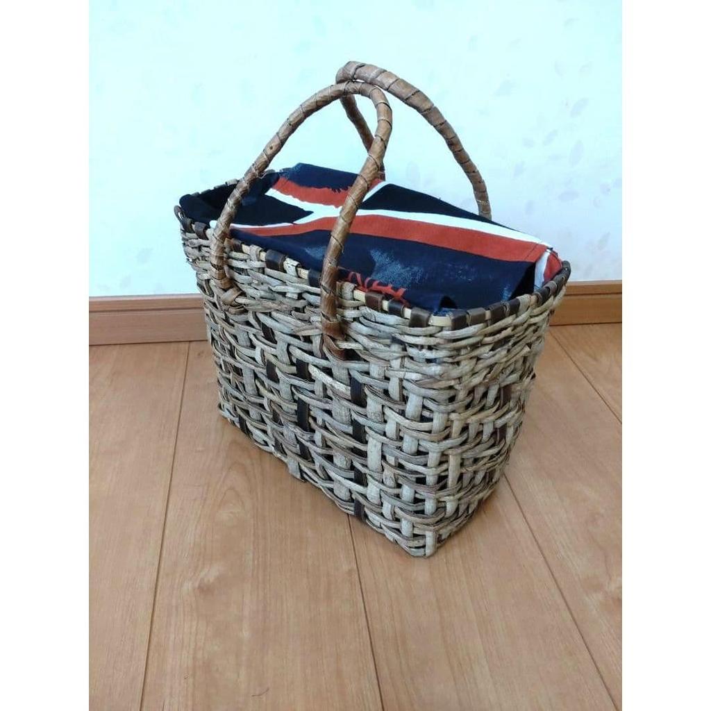 Used Unique basket bag A (walnut, cedar, linden) with inner fabric