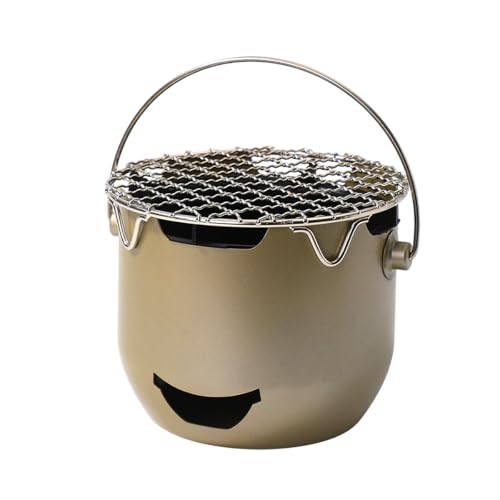 HIDERME Mini Charcoal Stove for Solo Camping, Charcoal Brazier Style, Bucket Style, Single-Person Outdoor Stove | 15cm Diameter, Lightweight and Compa