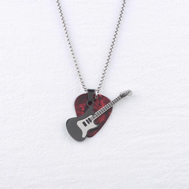 Men's Stainless Steel Guitar Pick Pendant: Hip Hop Rock Niche Design Jewelry