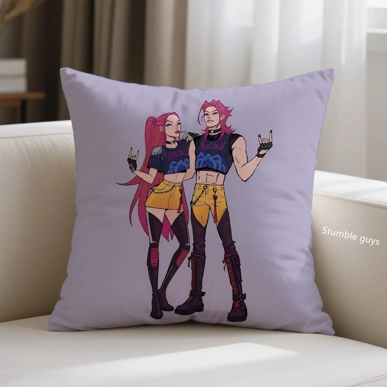 

Anime Sofa Pillowcase Demon Hunters Kpop Cushion Cover Bedroom 18x18Inch