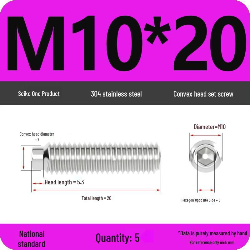 304 Stainless Steel Cup Point Grub Screw - Sizes M3 To M10