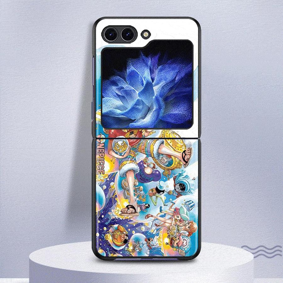 

One Piece Cartoon Luffy Back Phone Cover Funda Case for Samsung Galaxy Flip5 Z Flip 7 6 5 4 3 Flip4 Flip3 Flip6 Flip7 FE Galaxy Z Flip3 5G