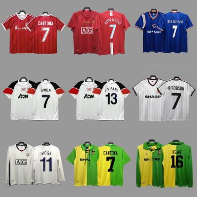 Man L Retro Jersey Football Jersey No. 7 Beckham Cantona C Ronaldo Rooney Giggs Jersey