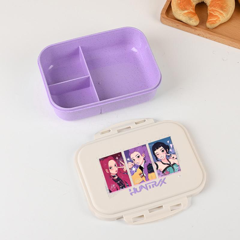 Kpop Lovci Démonů Krabička na oběd pro kluka holku Roztomilá Mira Zoey Jinu Přenosná plastová Bento krabička s nádobím na jídlo ovoce