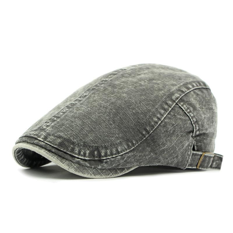 Men Beret British Vintage Denim Plaid Forward Hat Paintsman Hat Peaked Cap