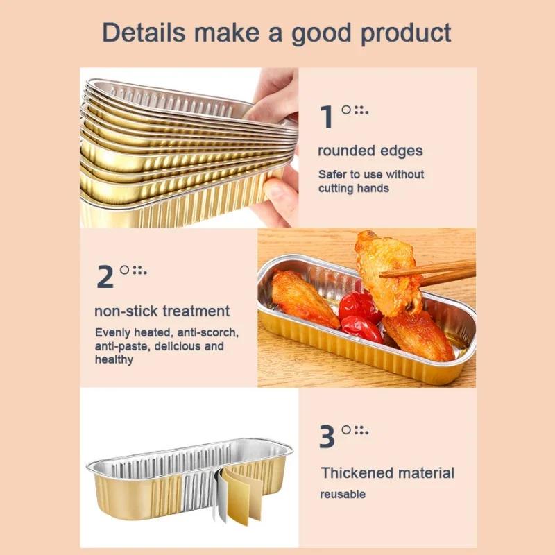 Disposable BBQ Pans Aluminum Foil Air Fryer Baking Tray Tin Foil Pans Box Grilling Tray For Air Fryer Kitchen Accessories
