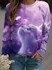 Cute Cat Graphic Women Round-neck Sweatshirt  Autumn Animal 3D Print Women Long Sleeves Y2k Pullover Harajuku Female Clothing