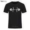 Fitness Is Barbell Life Heartbeat Funny T-Shirt For Man Short Sleeve O-Neck Cotton Bodybuilding