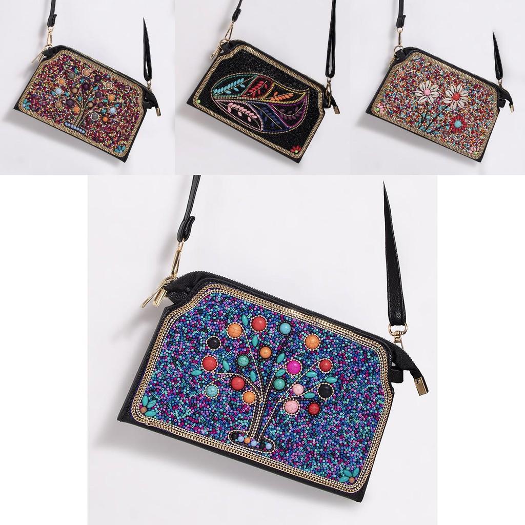 Bohemian Shell Shape Purse With Flower Embellishments For Daily Wear