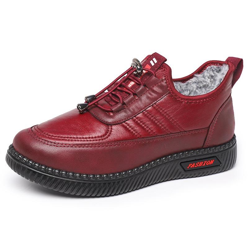New cotton shoes women's velvet waterproof leather cotton shoes winter cold boots middle old mother cotton boots