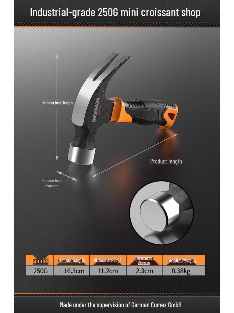 Claw Hammer for Woodworking: One-Piece Iron, Handmade Mini Small Hammer, Special Steel, Perfect for Household Use.