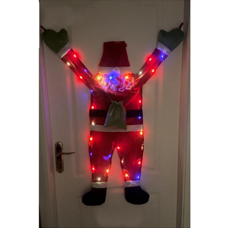 Grinch Santa Climbing Wall Christmas Ornament in Flannel