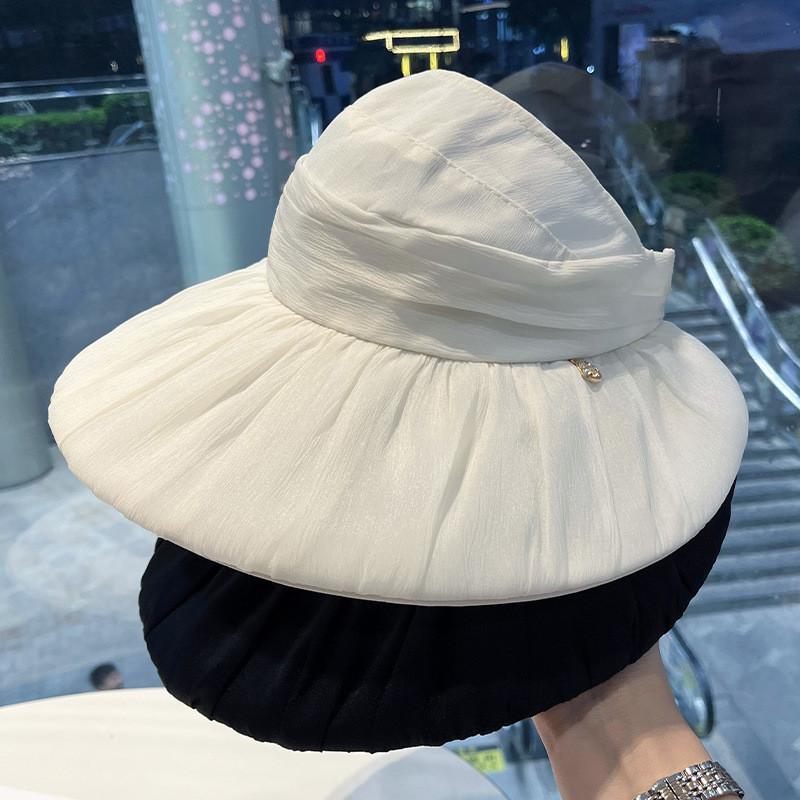 Cappello da sole estivo in rete pieghevole con tesa larga per donne, protezione solare per esterni
