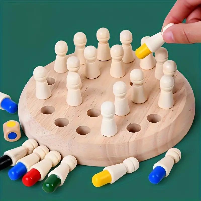 Color Memory Match Game for Kids, Wooden Memory Chess Game, Brain Training Concentration Game, Educational Toys for Preschoolers